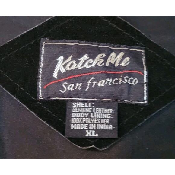 Katch Me San Francisco Womens size XL Genuine Leather Vest Blue Tapestry Print - Picture 3 of 6